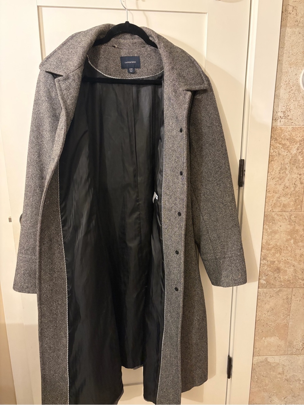 Lands' End Women's Gray Wool-Blend Single-Button Pea Coat - Picture 3 of 4